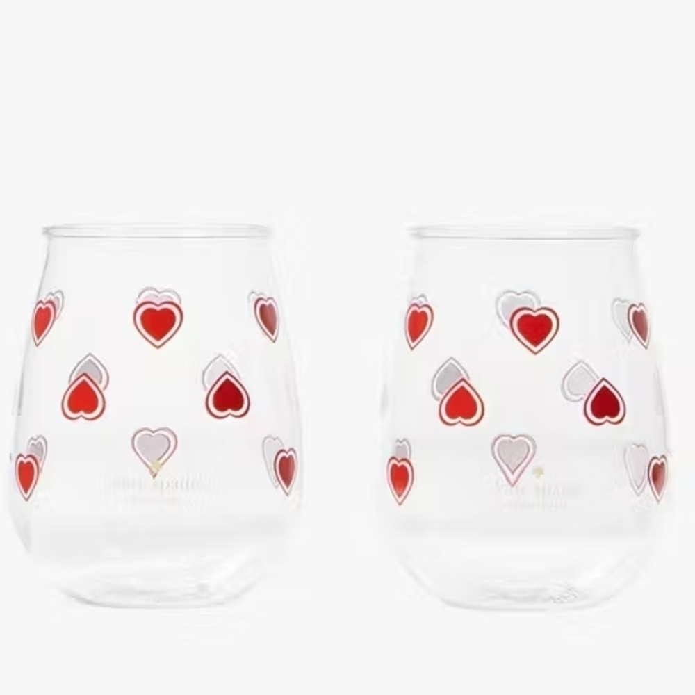 Kate Spade Heartfelt Geo Boxed set of 2 Acrylic Wine Glasses Set